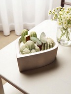 Świeca dekoracyjna z kaktusami Świeca serce Drewniany knot Na prezent