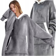 KOCOBLUZA KOC BLUZA OVERSIZE Z KAPTUREM SZLAFROK DUŻA GRUBA 2W1 FUTRZAK