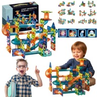 SWIECACE KLOCKI MAGNETYCZNE KONSTRUKCYJNE DLA DZIECI TOR KULKOWY ZESTAW XXL