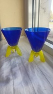 WAZONY UNIKATOWE KOBALTOWO ŻÓŁTE PROJEKT KATARZYNA HAŁAS HUTA DECO-GLASS