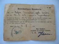 PLESS-PSZCZYNA SIEMIANOWICE ŚLĄSKIE TYMCZASOWY DOWÓD OSOBISTY POLICJA 1942