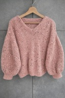 Ręcznie robiony sweter moherowy z cekinami– oversize, Miękki, puszysty