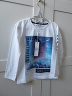 Koszulka Chłopięca Longsleeve 110–116 Biała | Bawełna | Minoti