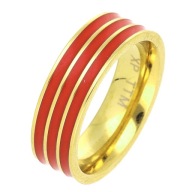 58253 Pierścionek stal chirurgiczna średnica 16 mm obrączka złota z emalią