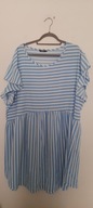 Biało niebieska damska sukienka, tunika w pasy 4XL