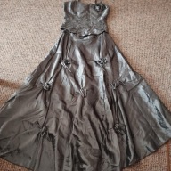 Zestaw wieczorowy grafitowy top i spódnica r.L