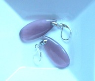 Fioletowy kwarc kocie oko, duże łezki, kolczyki wiszące