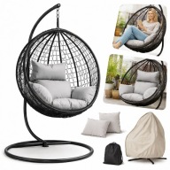 FOTEL WISZĄCY KOKON OGRODOWY KOSZ BUJANY OGRODOWY NA TARAS ZE STELAŻEM XXL