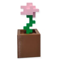 Ozdobna RÓŻA Minecraft Figurka RÓŻOWA Kwiat w DONICZCE Pikselowa DRUK 3D