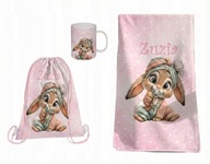 Zestaw przedszkolaka/do żłobka kubek plastikowy,ręcznik, workoplecak,KRÓLIK