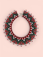 Lemkowska krywulka z czeskiego koralika – etno naszyjnik ludowy, rękodzieło