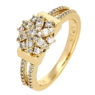 83904 Pierścionek pozłacany 18K średnica 16 mm elegancki z cyrkoniami