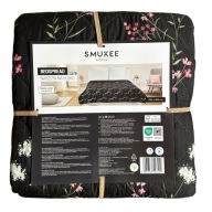 Narzuta dekoracyjna Smukee 220x200 ciemnoszara kwiaty