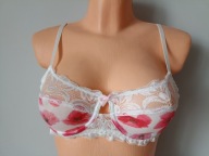 Śliczna bielizna biustonosz miękki z fiszbiną w piękne maki r.L