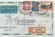 WM Gdańsk - LOYNICZY POLECONY DO TEL_AVIVU - STEMPLE ODBIORCZE -400 zł