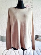 SWETER PRZĘDZA BŁYSZCZĄCY PRĄŻKOWANY PASKI PASKAMI ciepły paski paskami