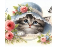 Panel z nadrukiem wodoodporny na torbę 45/45cm kot kociak oxford