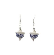 Kolczyki z ceramiczną czarką do herbaty - niebieski