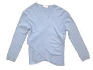 Flou sweter damski kopertowy błękitny wełna + akryl , BDB r. M/38