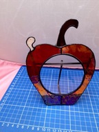 witrażyk jabłko ozdoba dekor ze szkła witrażowego opalizującego tiffany