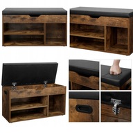 SZAFKA NA BUTY Z SIEDZISKIEM SKÓRZANYM PRZEDPOKÓJ LOFT 80CM RUSTYKALNA
