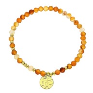 83573 Bransoletka złota stal chirurgiczna koraliki naturalne blaszka