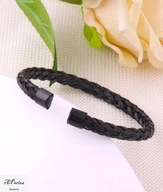 Bra0067 Bransoletka stal sztywna pleciona czarna