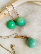 Chryzoprazy srebrny komplet, srebro 925 pozłacane