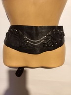 Pasek czarny skóra naturalna 88 cm zapinany