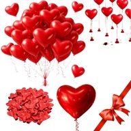 BALONY SERCA CZERWONE NA POWIETRZE LUB HEL PIĘKNE NA WALENTYNKI 50 SZTUK