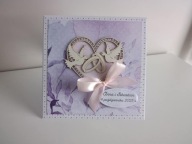 Personalizowana Kartka na Ślub ręcznie robiona gołąbki w sercu