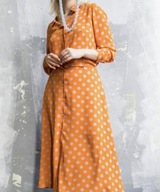 Sukienka midi koszulowa trapez pomarańczowa w grochy 38 M Missu design