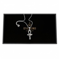 Srebrny Wisiorek Ankh Oko Horusa Duży Krzyż Diamenty Styl USA