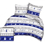 pościel bawełna lux 180x200 + 2x50x60 zamek B 564 sweterek niebieski