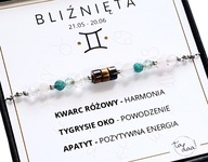 Bransoletka Znak Zodiaku BLIŹNIĘTA kamienie naturalne SREBRO prezent