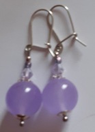 Retro* kolczyki hand made : chalcedon, kryształ Swarovski,srebro925