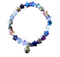 Bransoletka z opalizujących, szklanych gwiazdek i kocią łapką