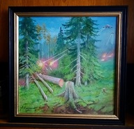 ATAK OBCYCH - DUŻY OLEJ, PŁÓTNO 58X58i