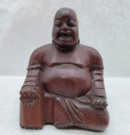 BUDDA STARA rzeźba z twardego ciężkiego DREWNA