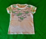 Uroczy, biało-zielony T-shirt w jaszczurki