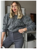 ZARA SWETER PERŁY SZARY BLOG R.36/S NOWY!