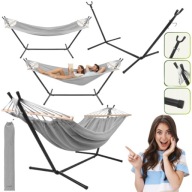 HAMAK ZE STELAŻEM OGRODOWY DWUOSOBOWY DUŻY XXL SOLIDNY MOCNY ŻELAZNY STOJAK