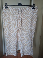 Spodenki materiałowe szorty 46 beżowe białe wzorki