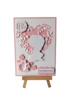 ZAWIADOMIENIA KOMUNIA DZIEWCZYNKA W SERCU RÓŻ - BIEL