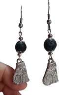 Kolczyki ręcznie wykonane wiszące hand made kotek lawa wulkaniczna