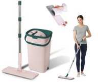 Mop Płaski z Wiadrem Dwukomorowym Wyciskacz Teleskopowy Kij 2 Wkłady York