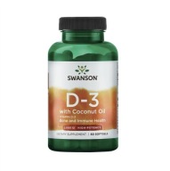 Kapsułki suplementu diety Swanson witamina D3 z olejem kokosowym 60 szt.