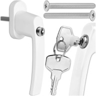 KLAMKA OKIENNA DO OKIEN NA OKNO OKNA BIAŁA BALKONOWA Z ZAMKIEM KLUCZYKIEM