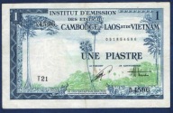 INDO CHINY FRANCUSKIE DLA KAMBODŻY LAOSU WIETNAMU 1 PIASTR P-105 1954 RARE