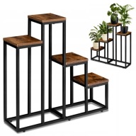KWIETNIK STOJĄCY LOFT METALOWY 20 KG 4 PÓŁKI DĄB POSTARZANY STOJAK 67 CM